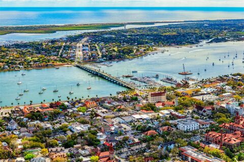Aerial view of the beautiful city of St. Augustine, Florida.