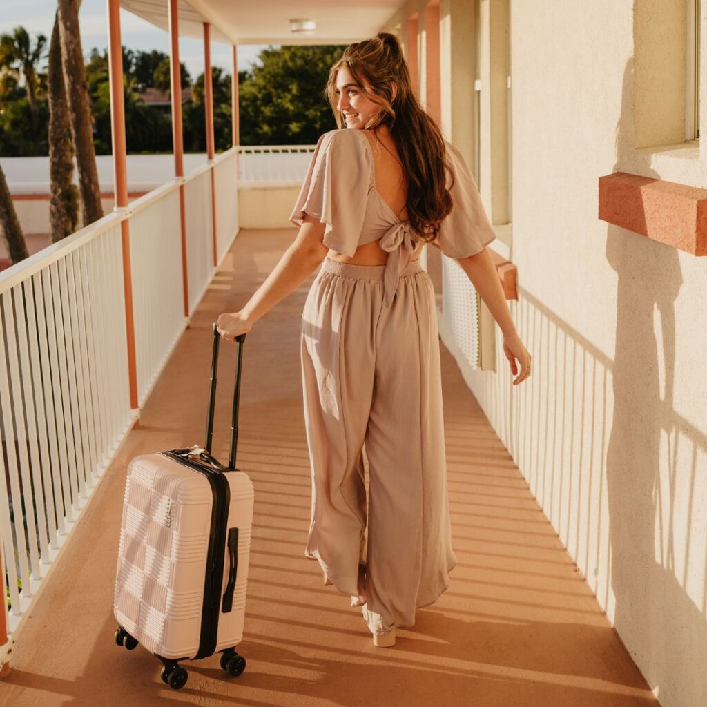 woman checking in at the digital boutique motel